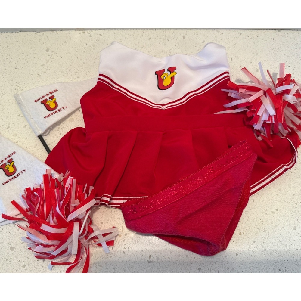Build a Bear Workshop Clothes Red‎ Cheerleader Cheer Outfit-set Of 6